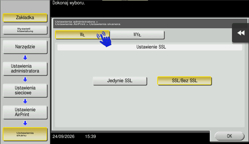 Włączenie skanowania AirPrint