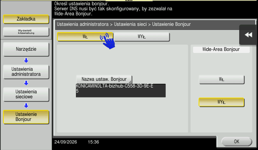 Włączanie usługi Bonjour